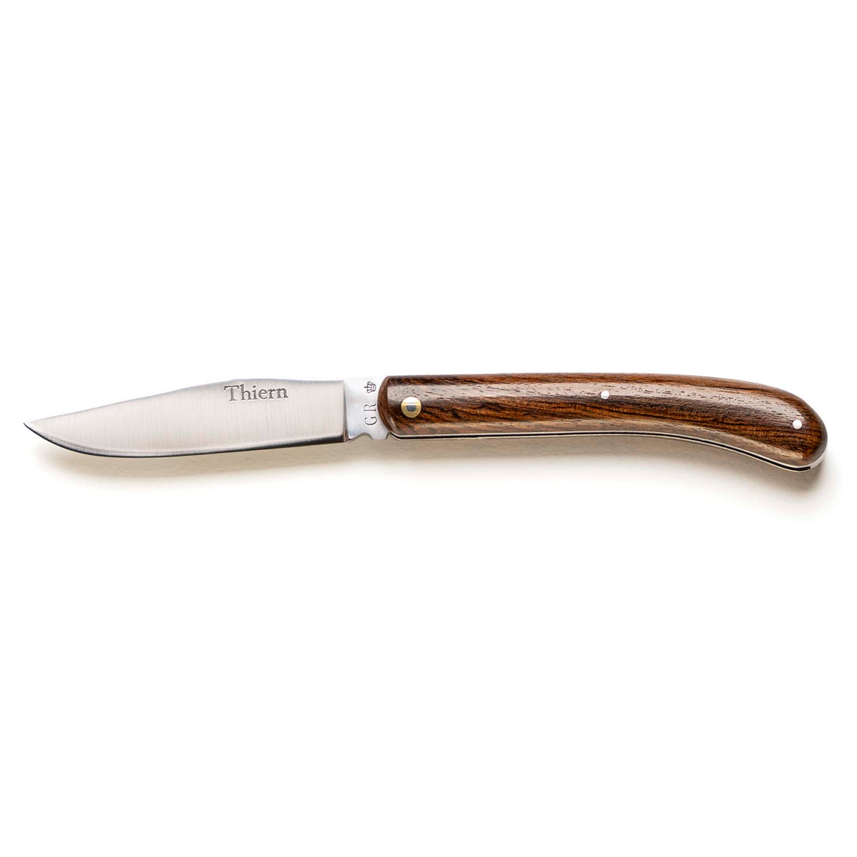 Thiern folding knife by Thiers-Issard with bocote wood handle, open, side view