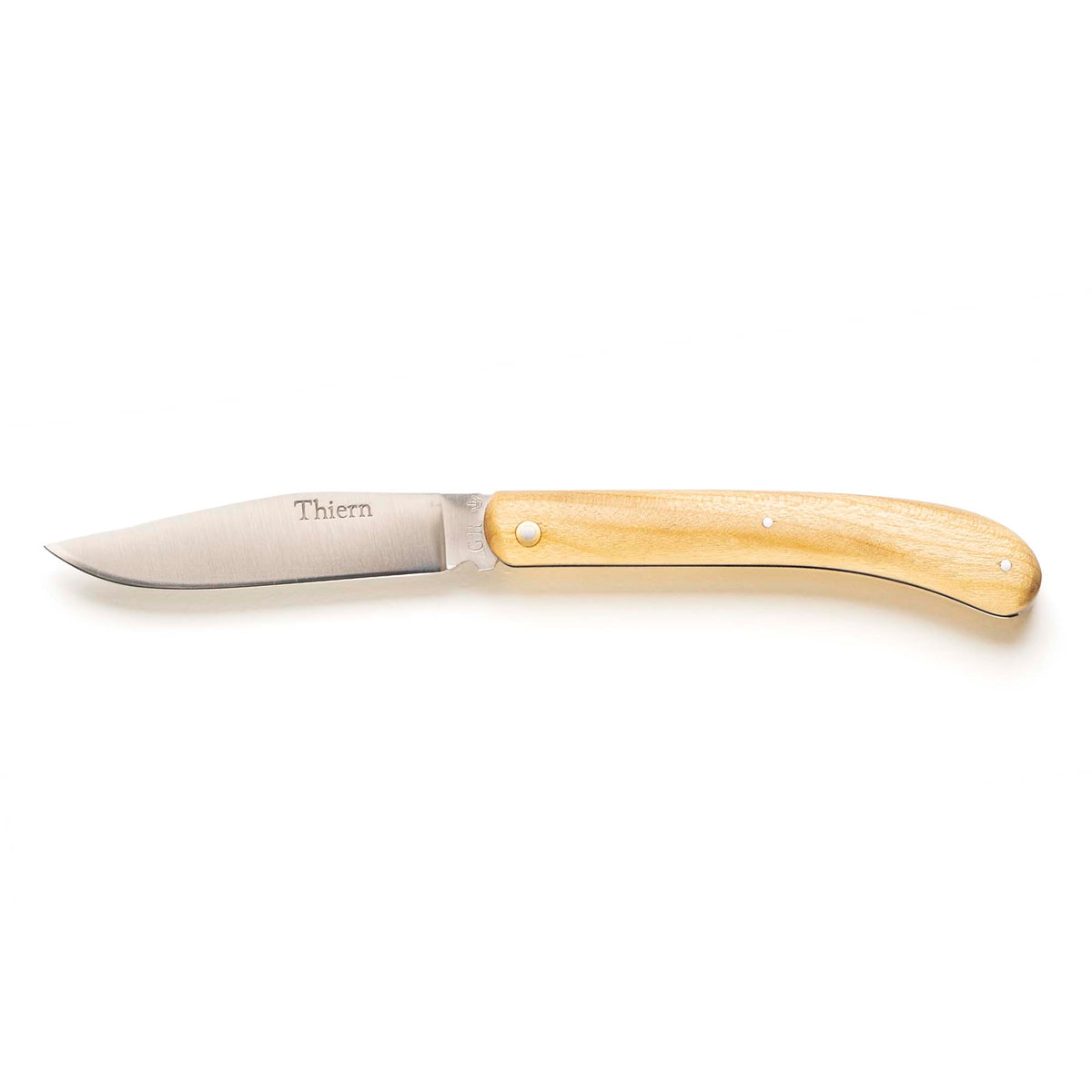 Thiern folding knife by Thiers-Issard with lemonwood handle, open, side view