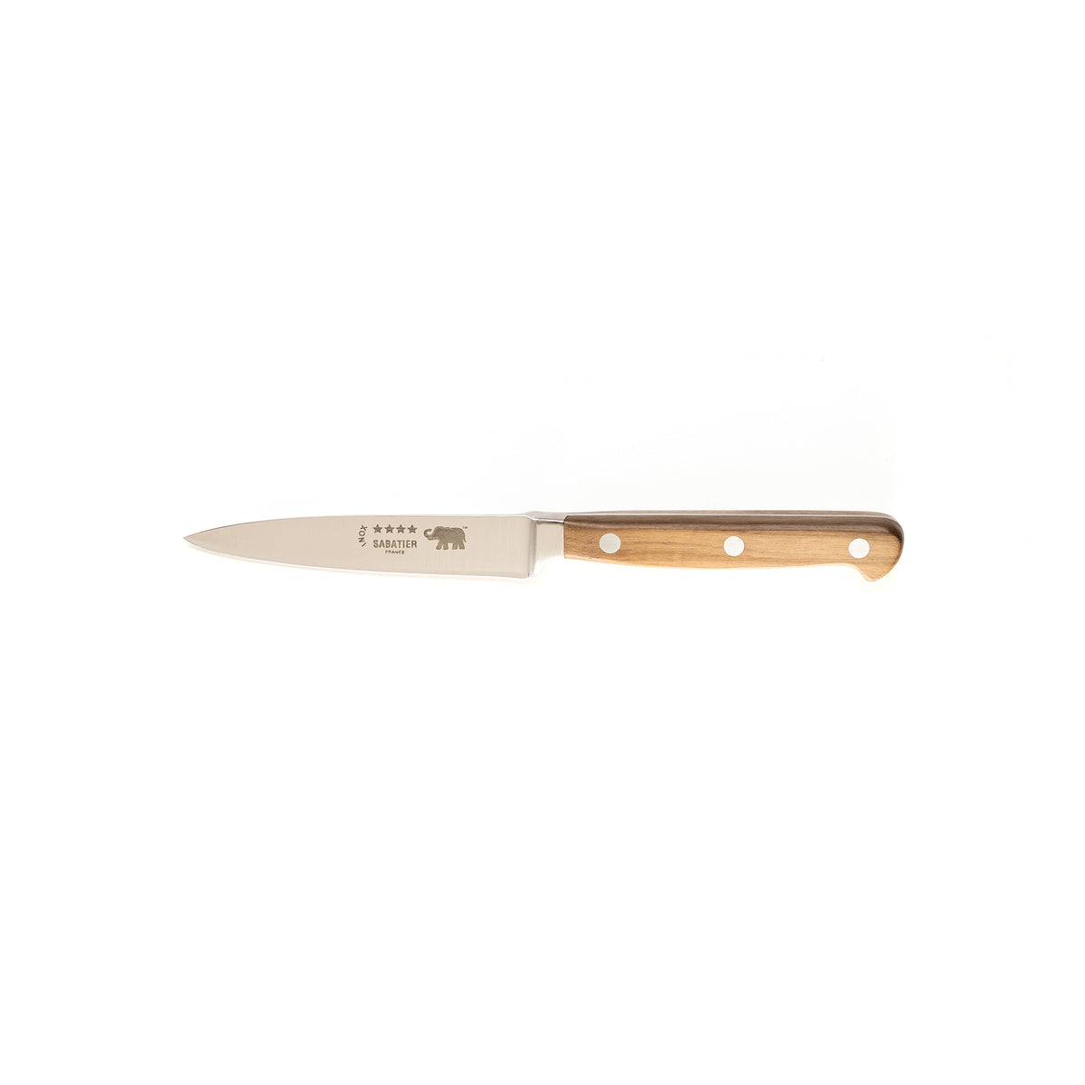 Sabatier Elephant paring knife, 10 cm stainless steel blade, walnut handle, square bolster series by Thiers-Issard
