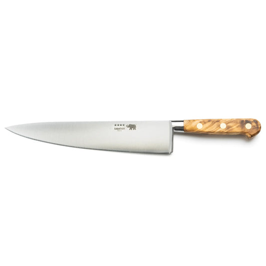 25cm forged carbon steel chef's knife with olivewood handle