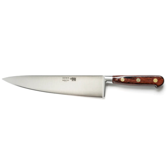 25cm forged carbon steel chef's knife with red pakkawood handle
