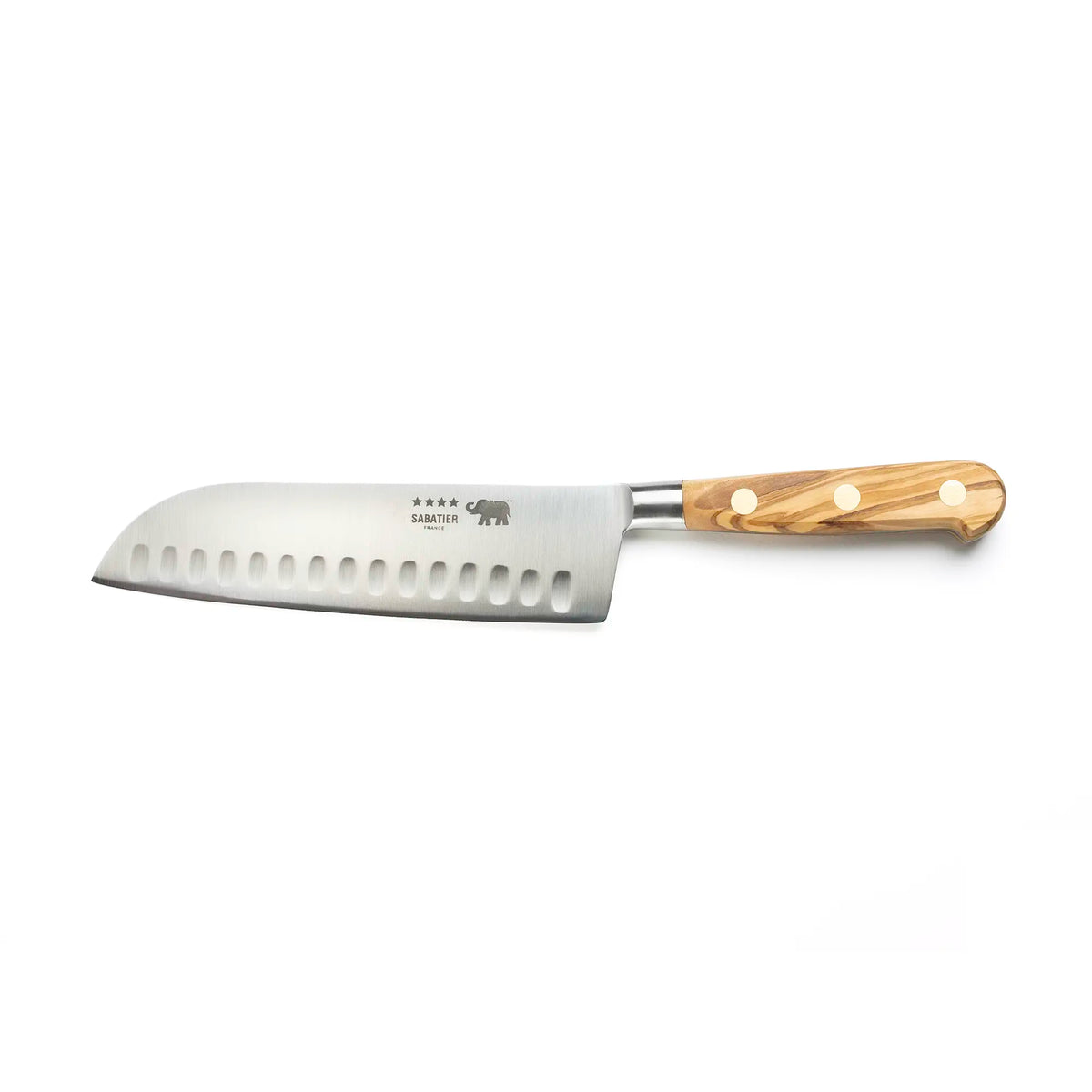 17cm forged carbon steel santoku with olivewood handle