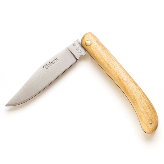Thiern folding knife by Thiers-Issard with lemonwood handle, half open