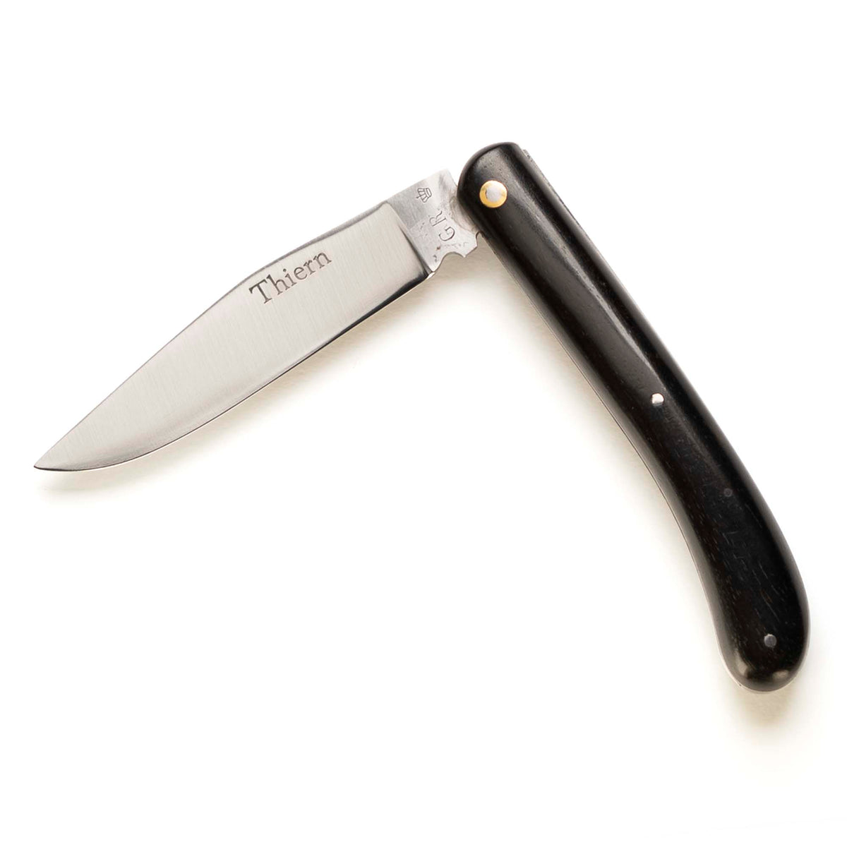 Thiern folding knife by Thiers-Issard with ebony handle, half open