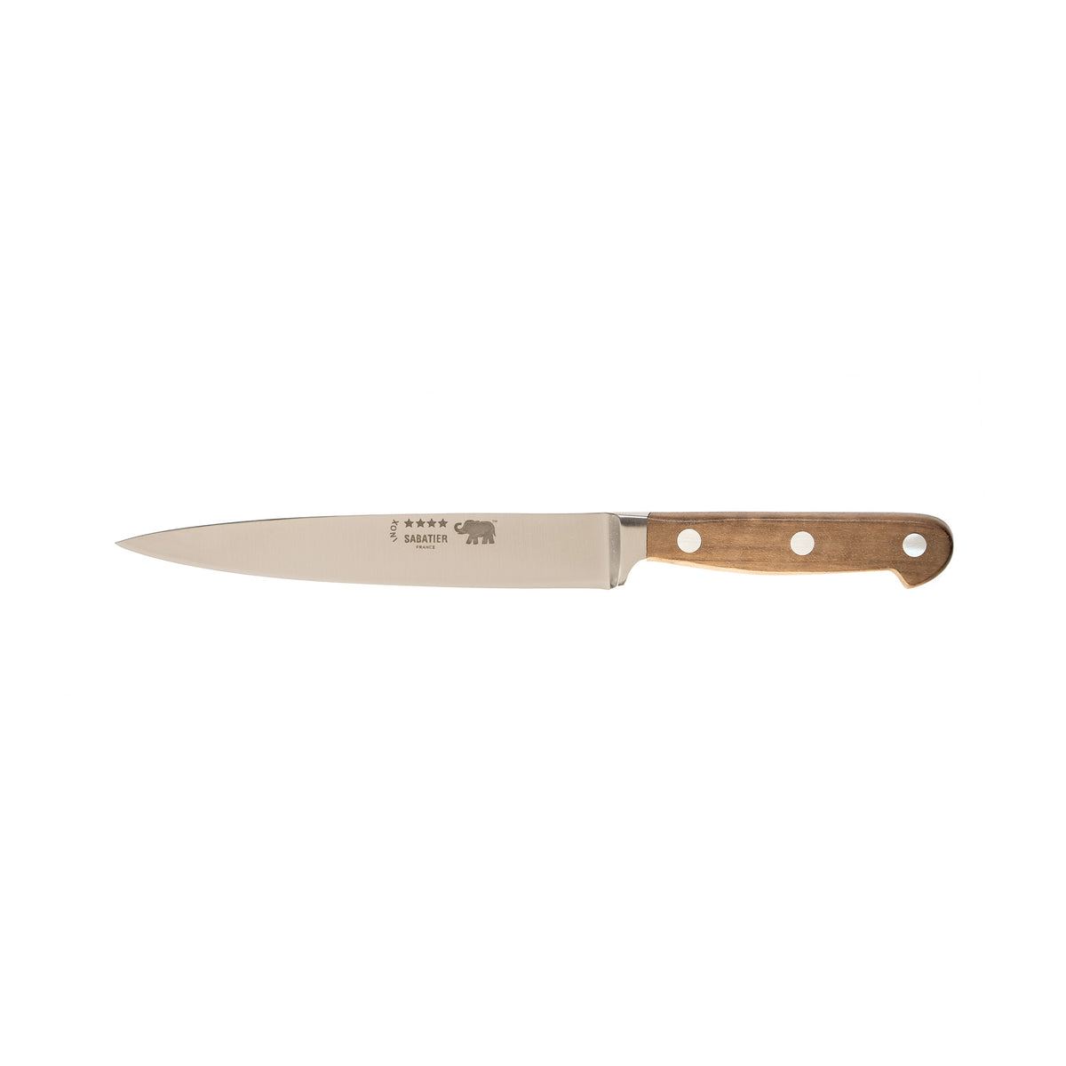 Sabatier Elephant filleting knife, 18 cm stainless steel blade, walnut handle, square bolster series by Thiers-Issard