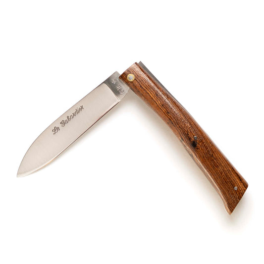 Le Gabardier folding knife by Thiers-Issard with bocote wood handle, half open