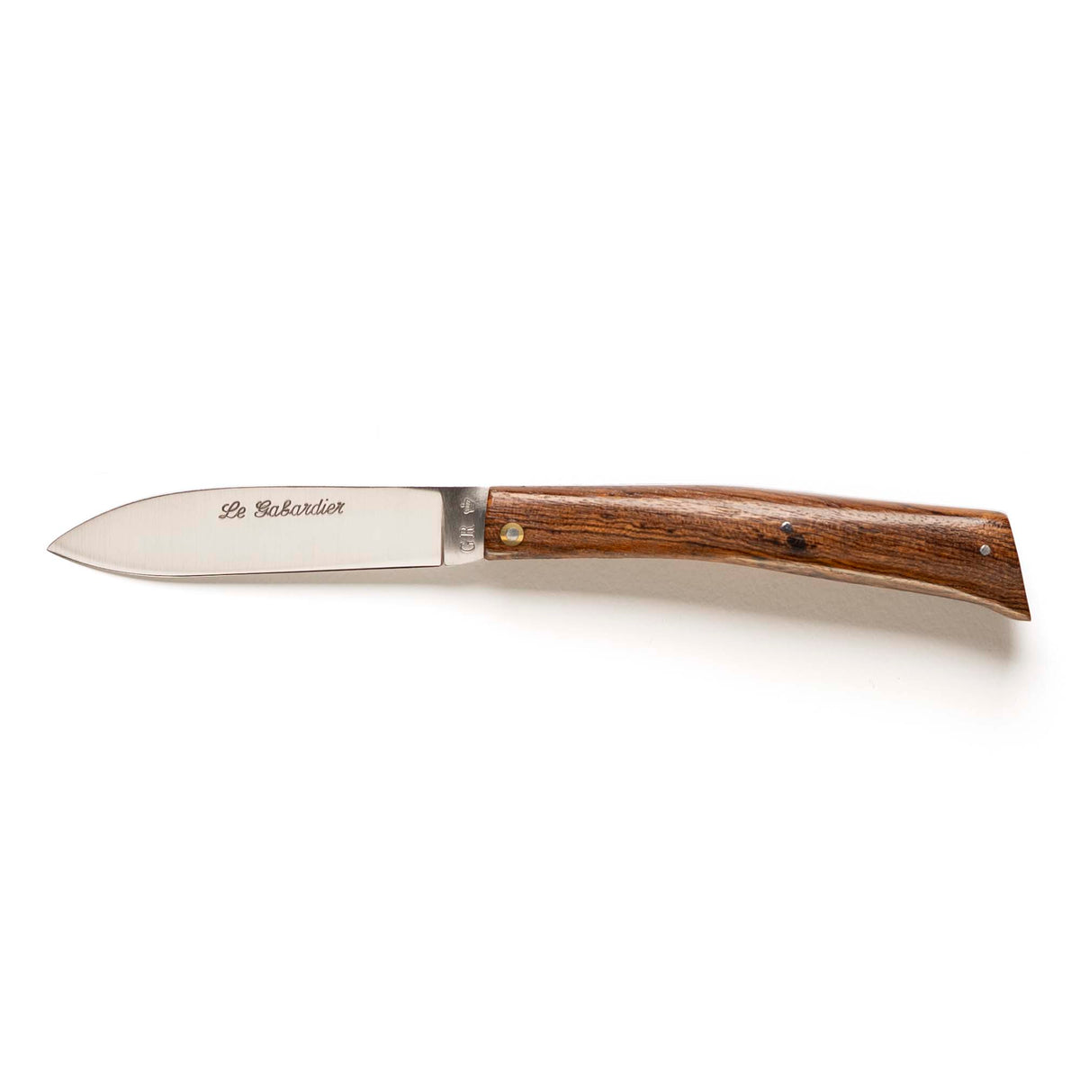 Le Gabardier folding knife by Thiers-Issard with bocote wood handle, open, side view