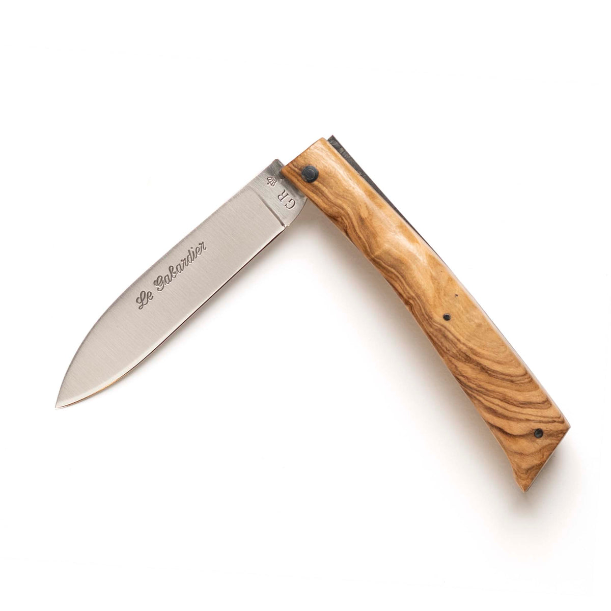 Le Gabardier folding knife by Thiers-Issard with olive wood handle, half open