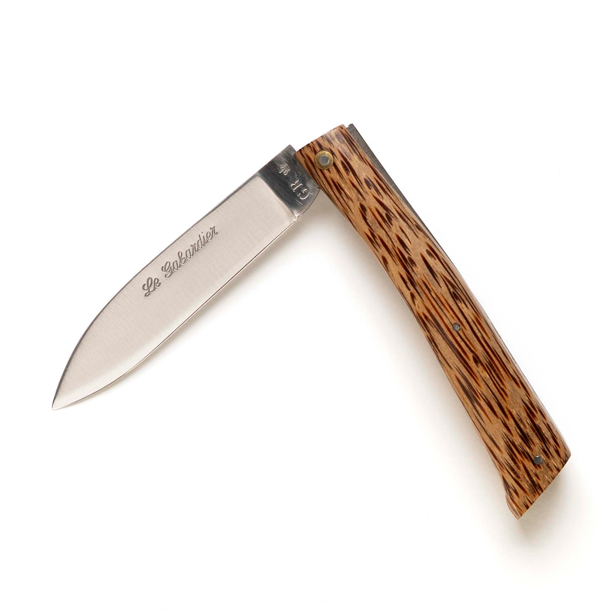 Le Gabardier folding knife by Thiers-Issard with palm wood handle, half open