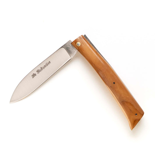 Le Gabardier folding knife by Thiers-Issard with yew wood handle, half open