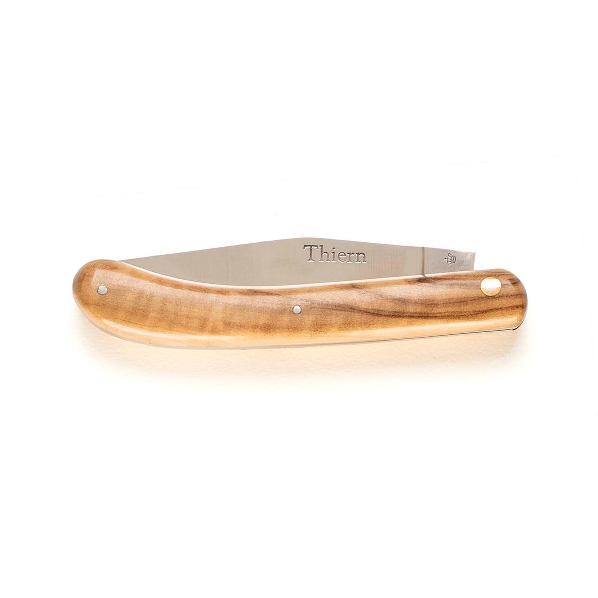 Thiern folding knife by Thiers-Issard with olive wood handle, closed