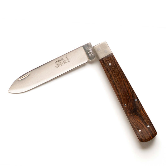 Pradel folding knife by Thiers-Issard with exotic wood handle, half open